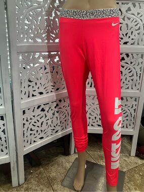 Nike Logo & Just Do It! Leggings with Leopard Print Waistband